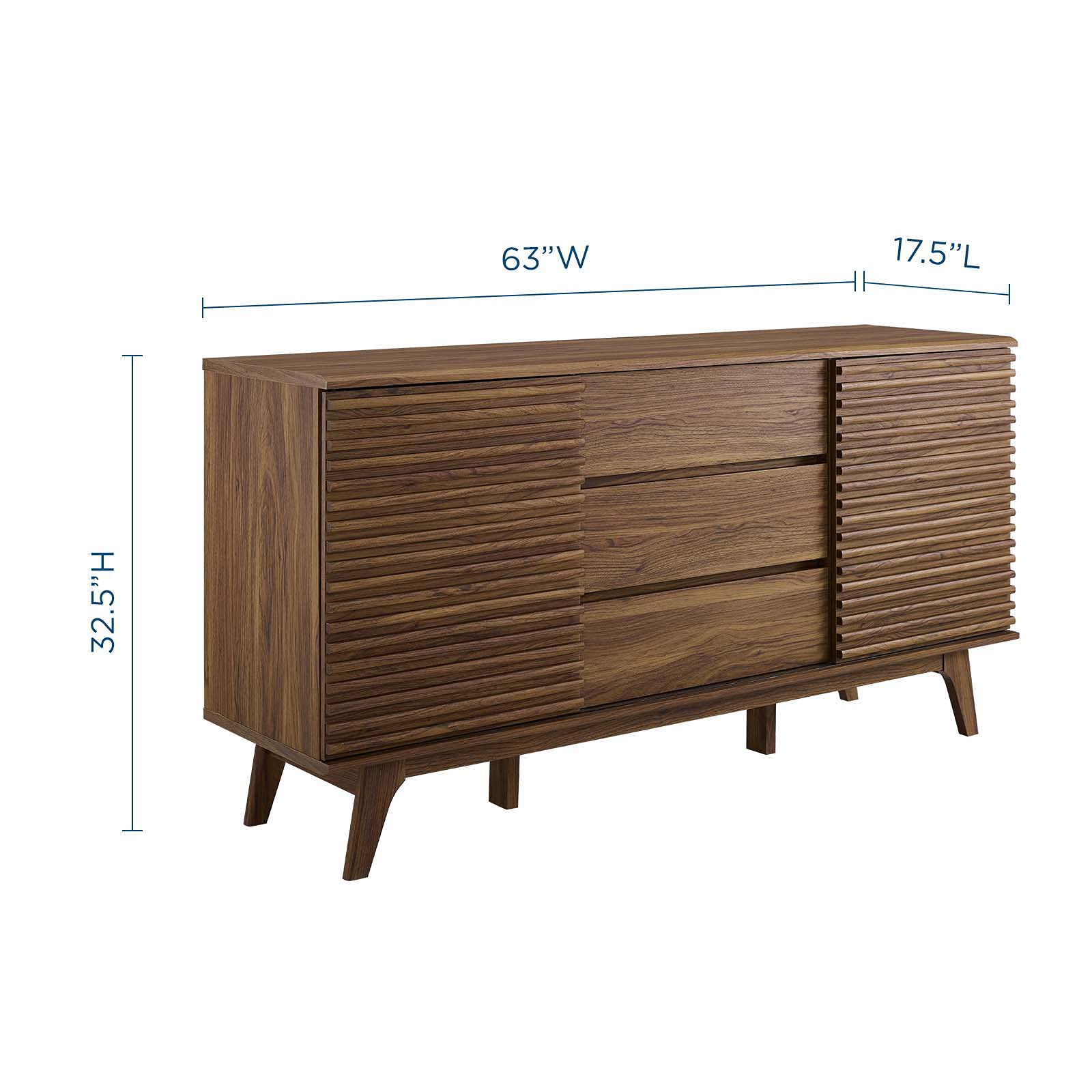 【Furniture】【BS】Carson Carrington Lagered Sideboard Buffet Table - Walnut