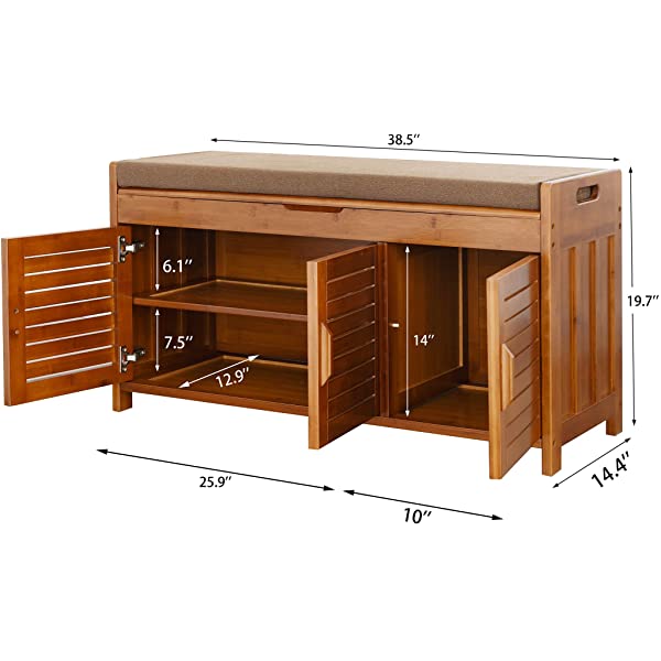 K KELBEL Shoe Rack & Shoe Bench & Shoe Cabinet & Boot Organizing Detachable Cushion with Hidden Storage Compartment,Large Size XX-Large(Upgrade Classic Shoe Cabinet)