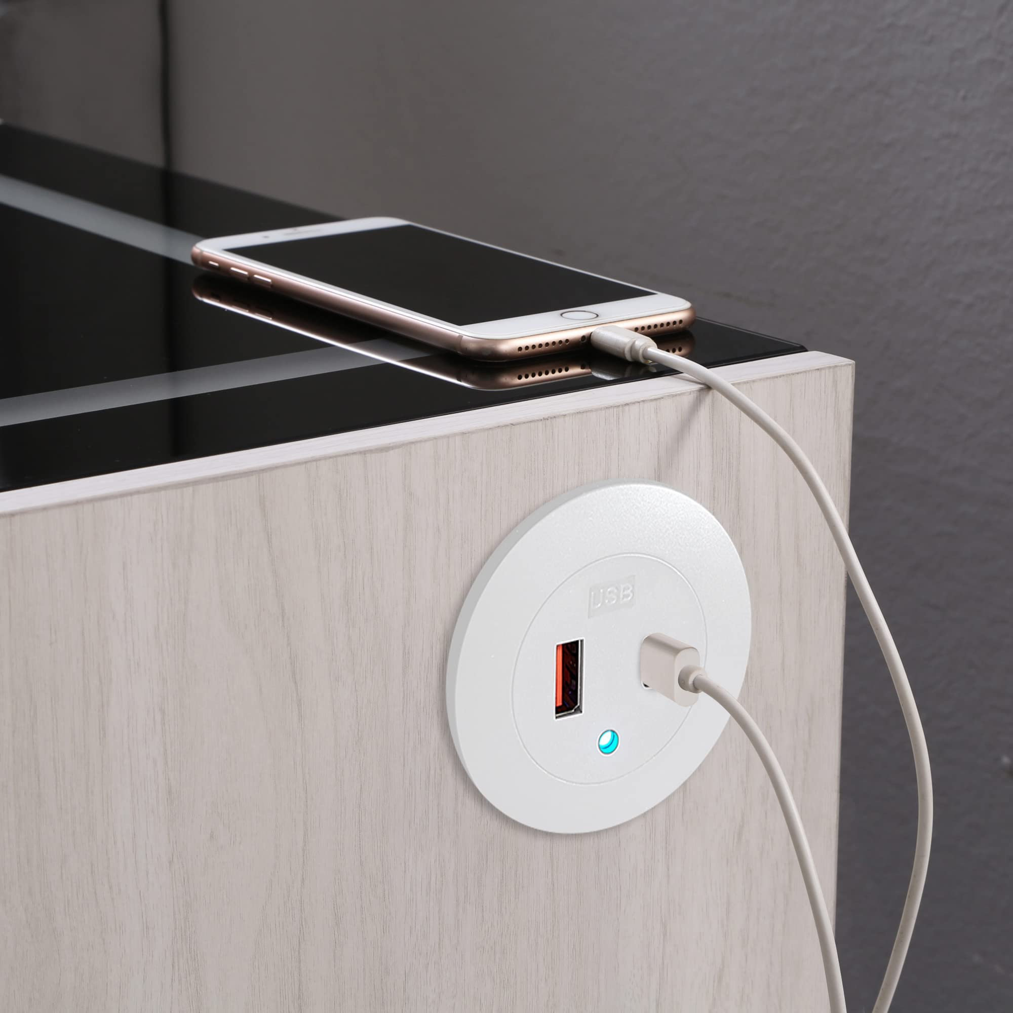 【Furniture】Nightstands Wireless Charging Station and LED Lights, Modern End Side Table with 3 Drawer