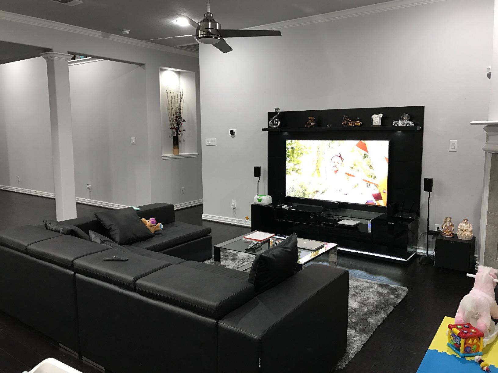 【Furniture】Vanderbilt TV Stand and Cabrini 2.2 Floating Wall TV Panel with LED Lights