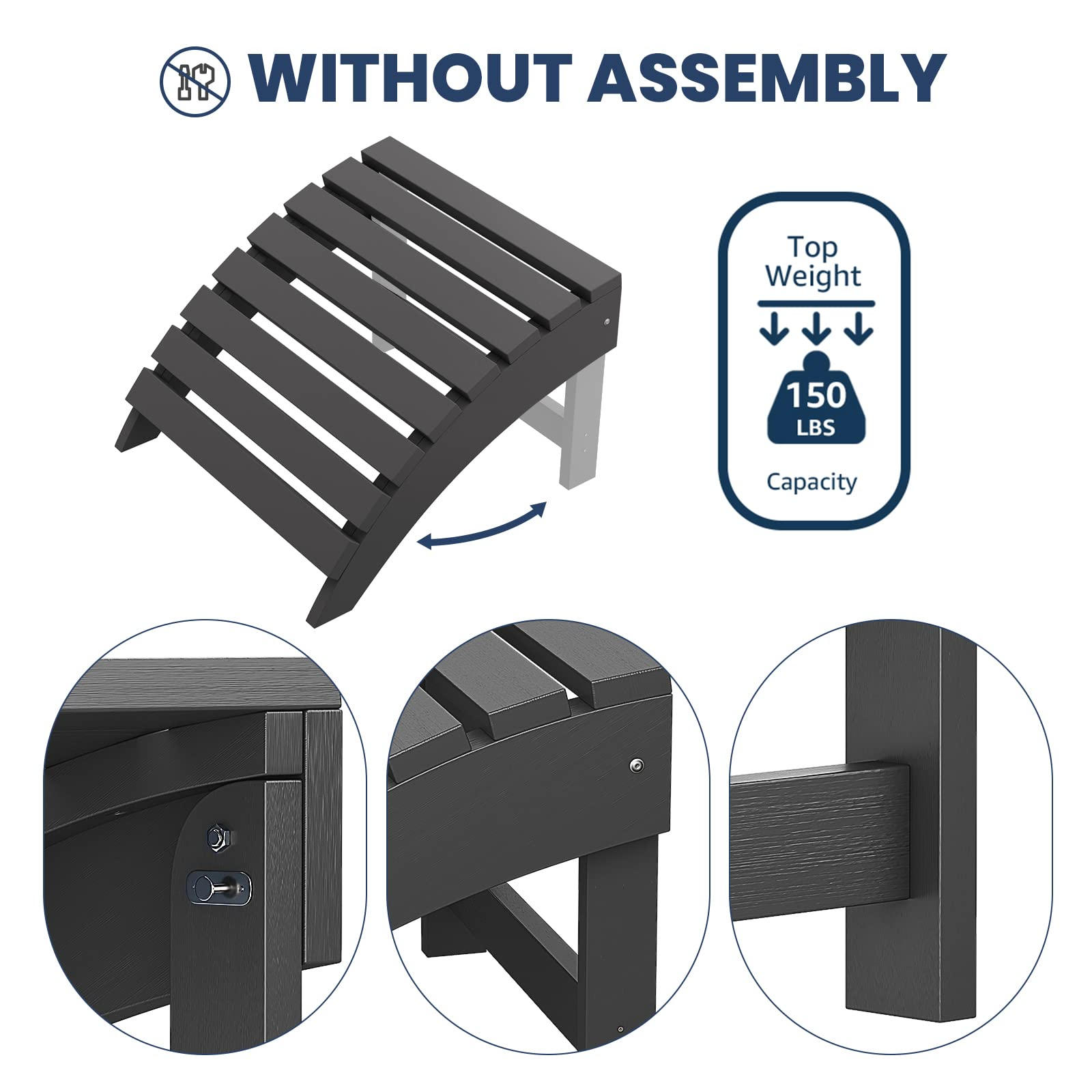 【Home&Garden】5-Piece Adirondack Chair Set, Adjustable Backrest Adirondack Chair with Ottoman & Side Table