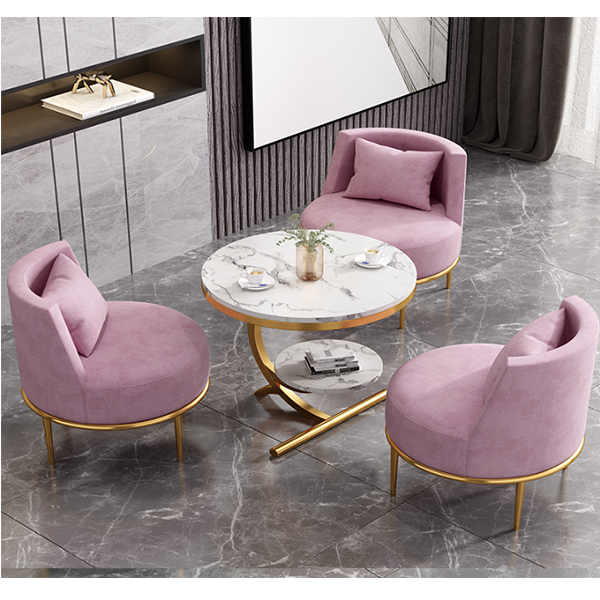 【Furniture】Four Sets Outdoor Leisure Tea Table Chair Combination Backrest Chair 1 Table and 3 Chairs