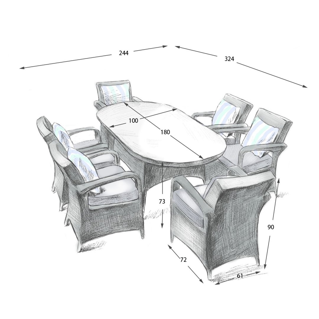 HOTSALES 8 SAVANNAH Armchair oval table set.