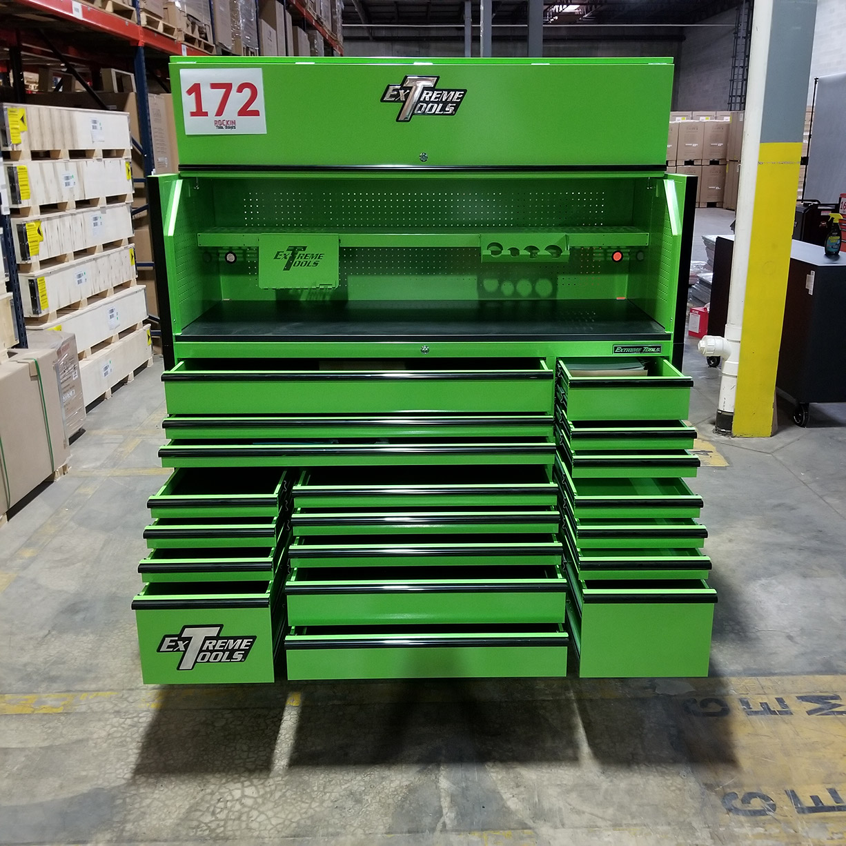 used toolboxScratch & Dent, Extreme Tools 72 x 30 19 Drawers Roller Cabinet & Power Hutch Combo C ShowRoom Demo