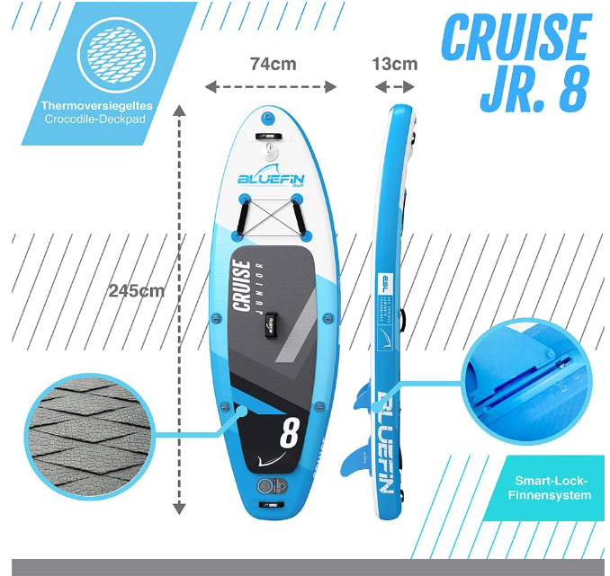 Bluefin Package for Cruise SUP  Inflatable Stand Up Paddle Board  Fiberglass Paddle  Kayak Conversion Kit  All Accessories  Multiple Size 10'8, 12', 15'