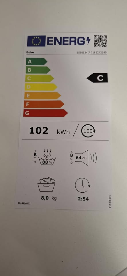 Beko B5T4824IF bPRO 500 tumble dryer, 8 kg, Front loading, heat pump